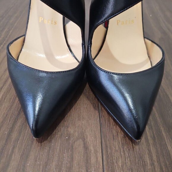 Christian Louboutin Sharpeta D'Orsay Black Leather Pumps - Picture 4 of 16